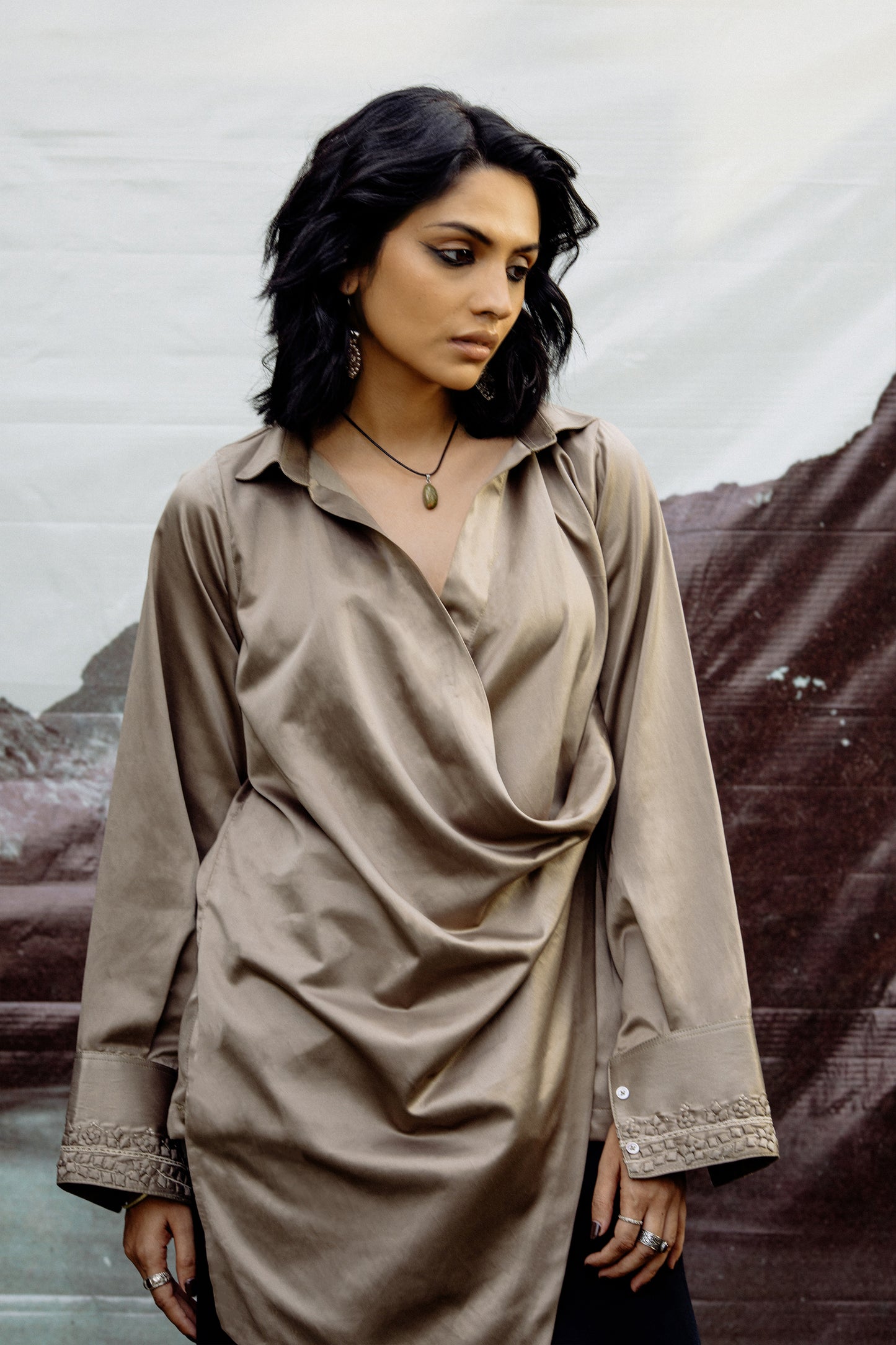 Sonh Hand Appliqued Draped Shirt