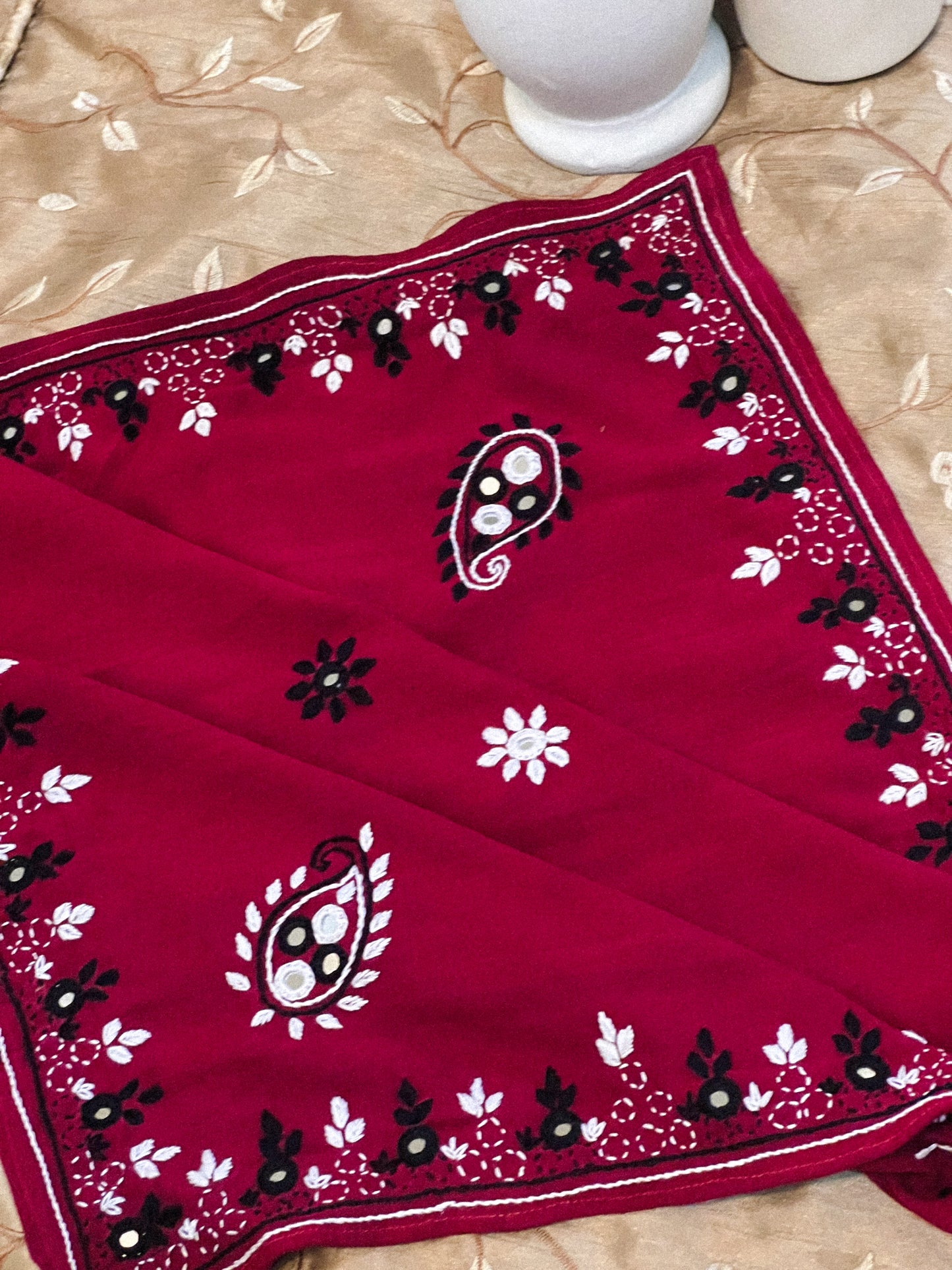 Laal Hand Embroidered Bandana