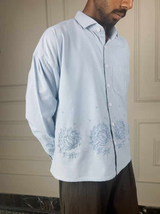 Bindu Hand Embroidered Boxy Cropped Shirt