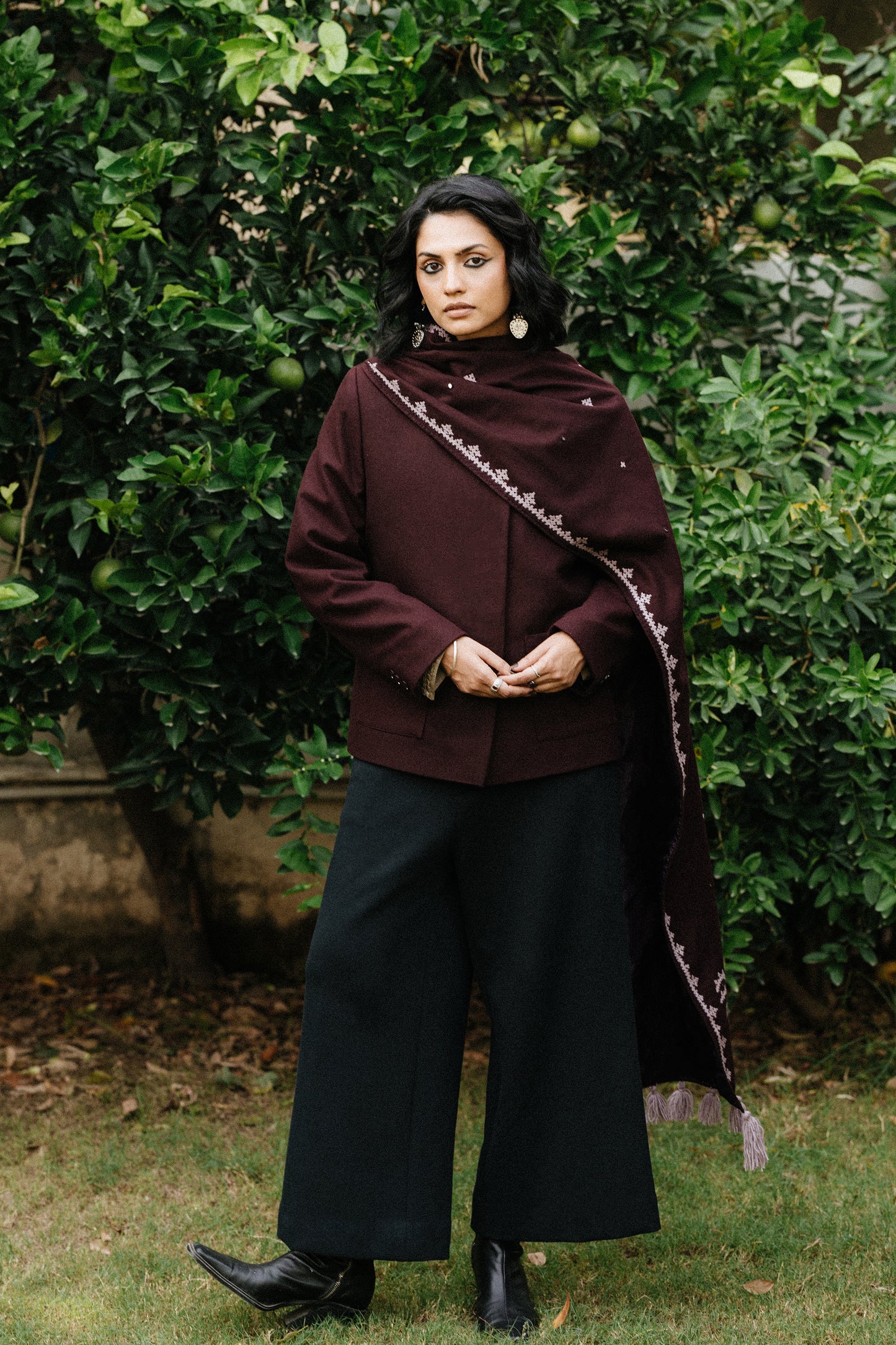 Tawus Hand Embroidered Scarf Jacket