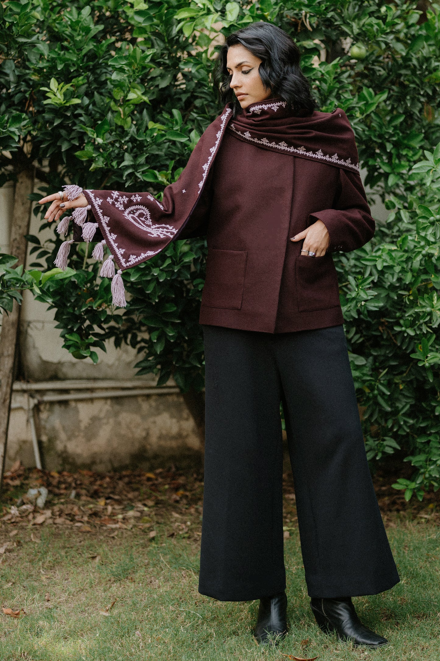 Tawus Hand Embroidered Scarf Jacket