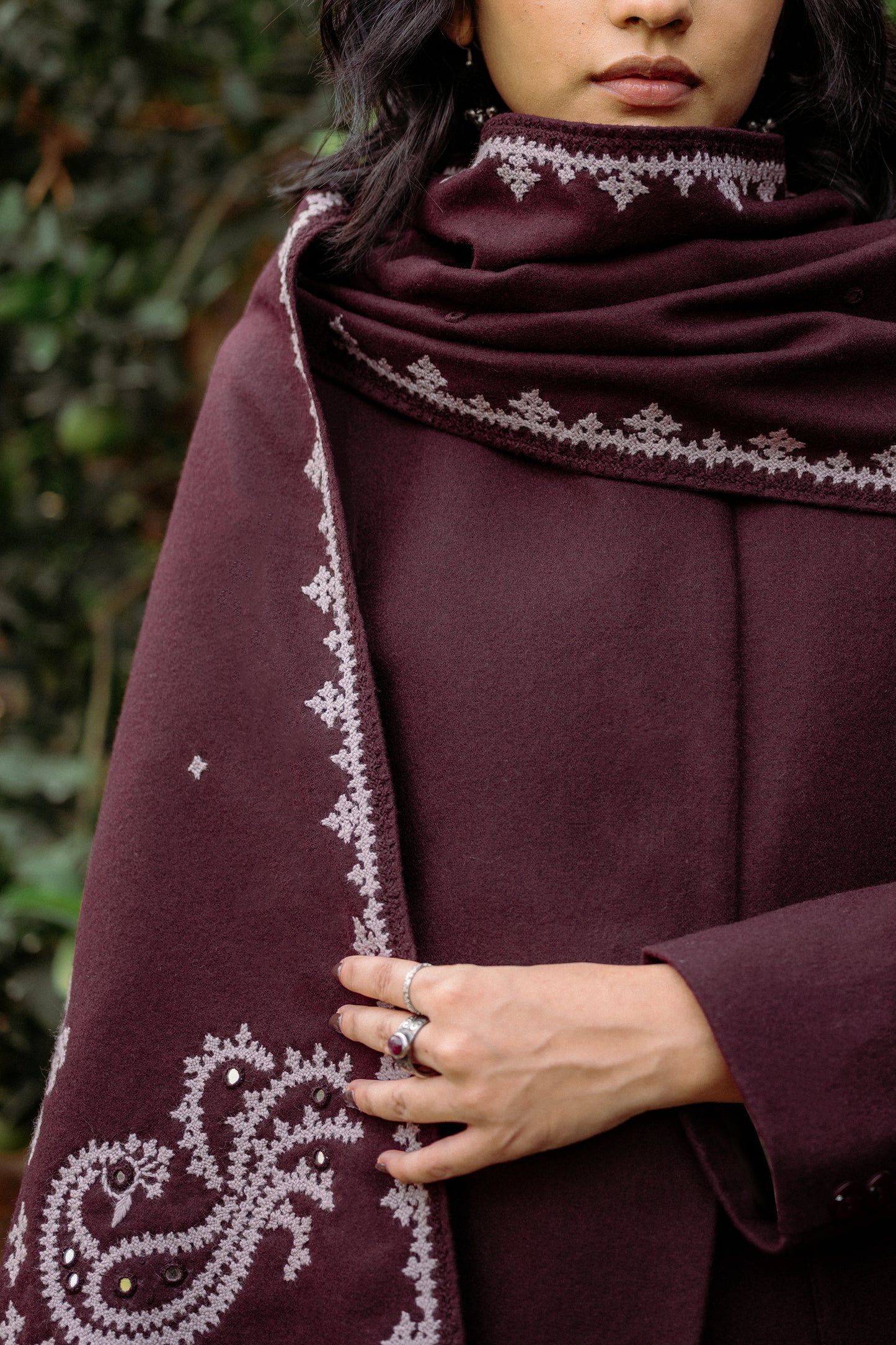 Tawus Hand Embroidered Scarf Jacket