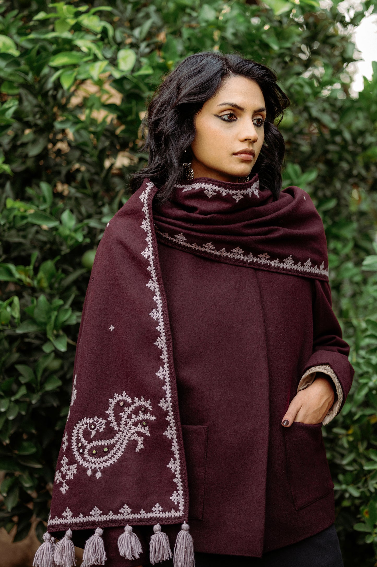 Tawus Hand Embroidered Scarf Jacket