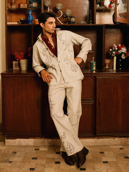 Sajilo Embroidered Linen Denim Pants