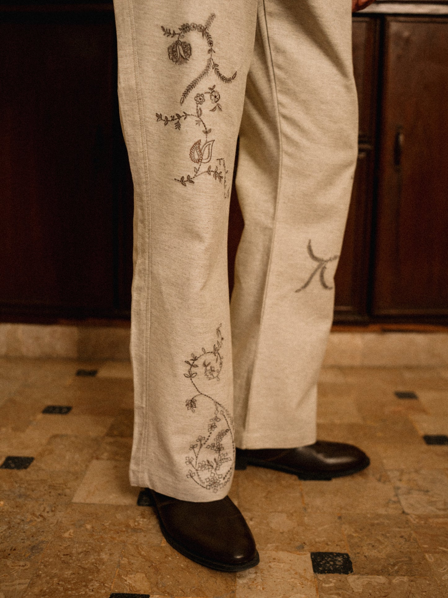 Sajilo Embroidered Linen Denim Pants