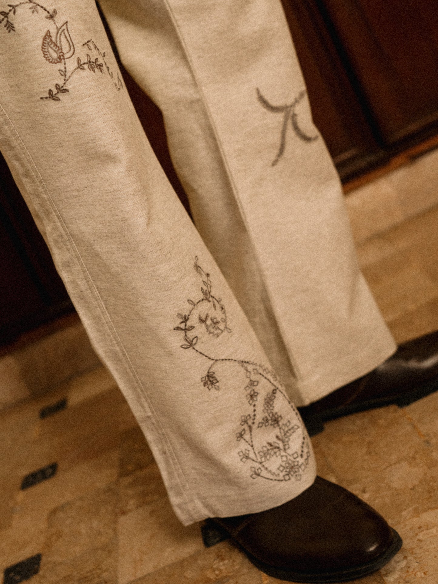 Sajilo Embroidered Linen Denim Pants