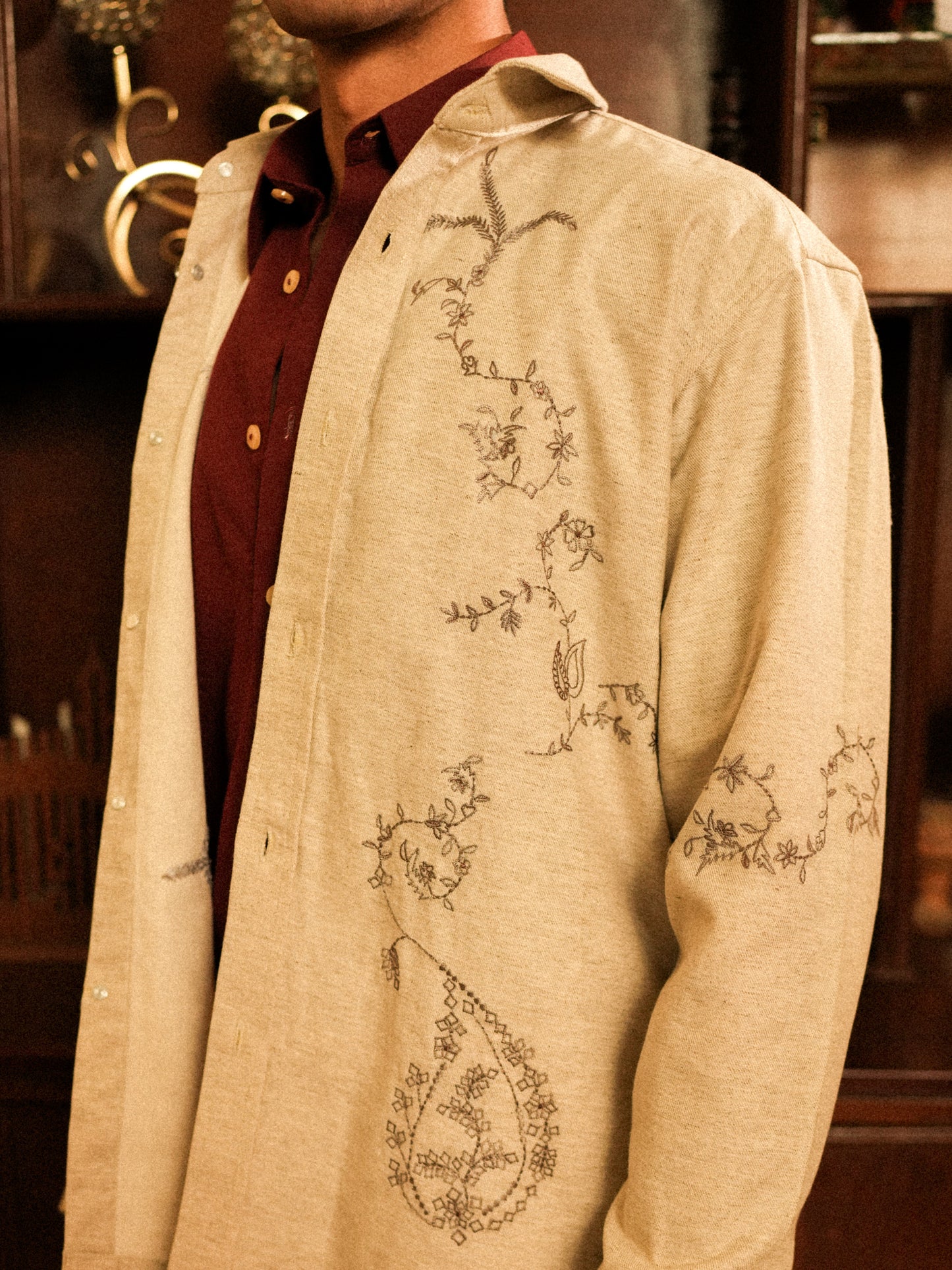 Sajilo Embroidered Linen Denim shirt