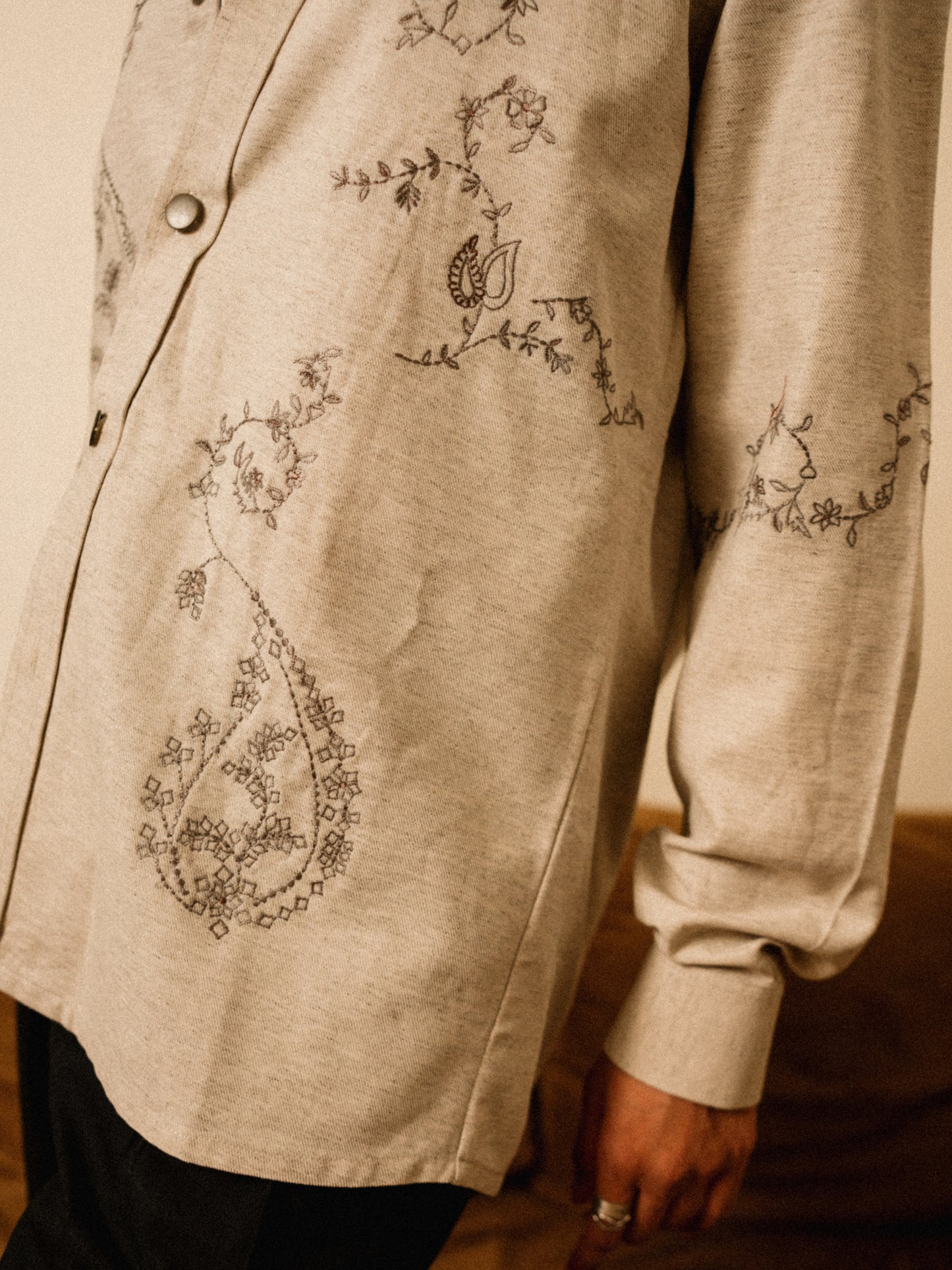 Sajilo Embroidered Linen Denim shirt