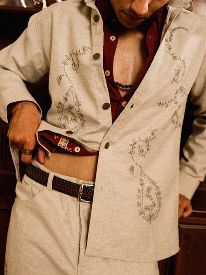 Sajilo Embroidered Linen Denim shirt