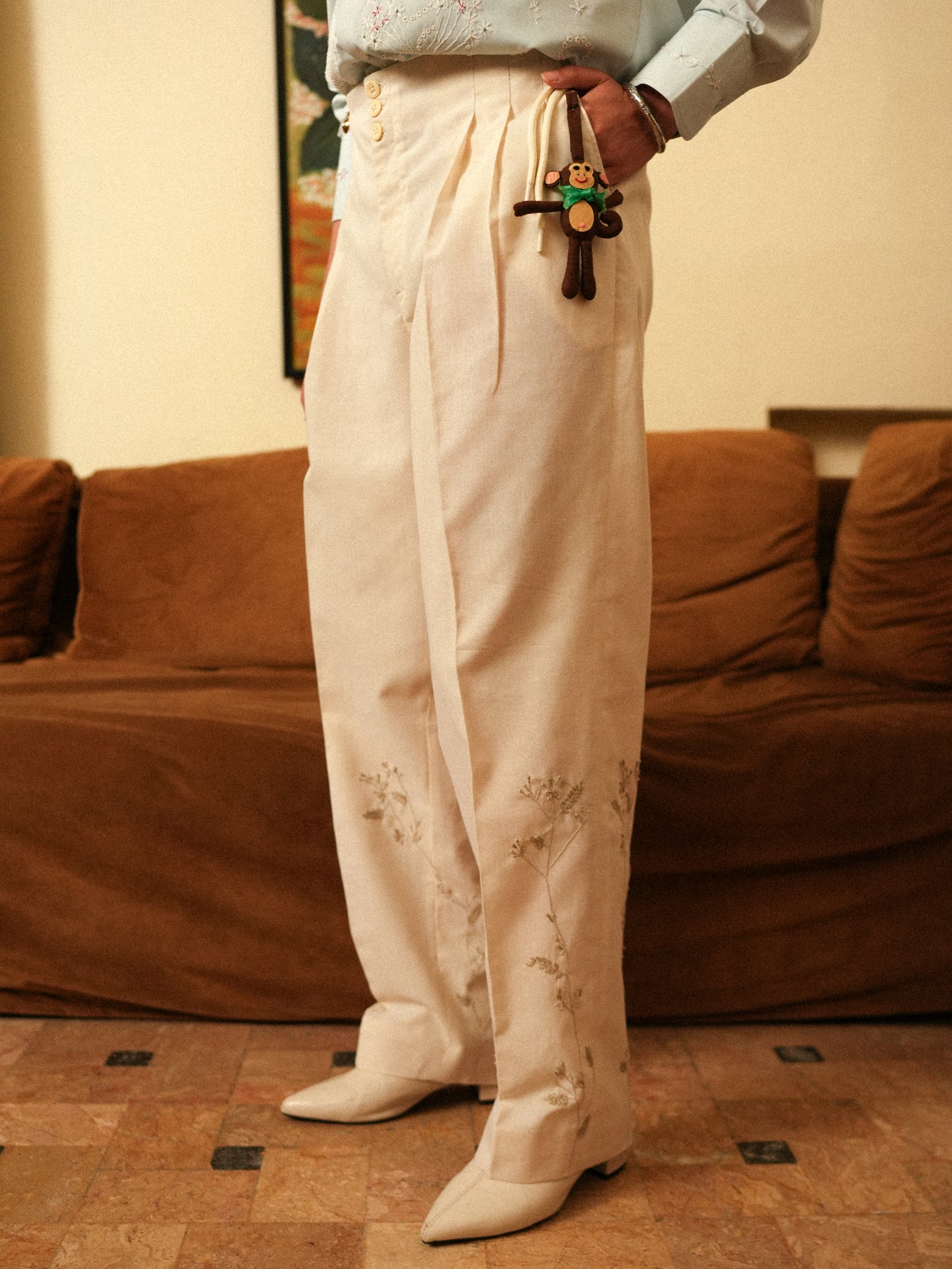Shwet Hand Embroidered Pants