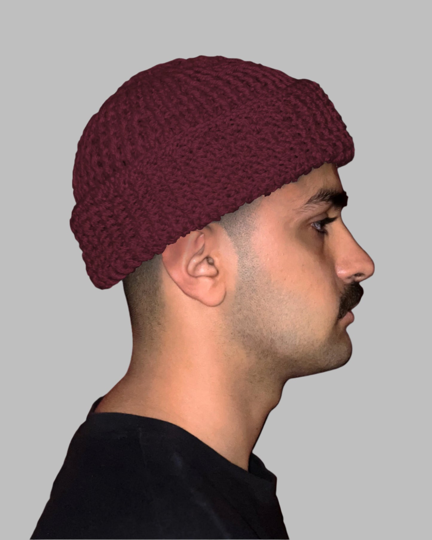 Hand Knitted Beanie - Maroon