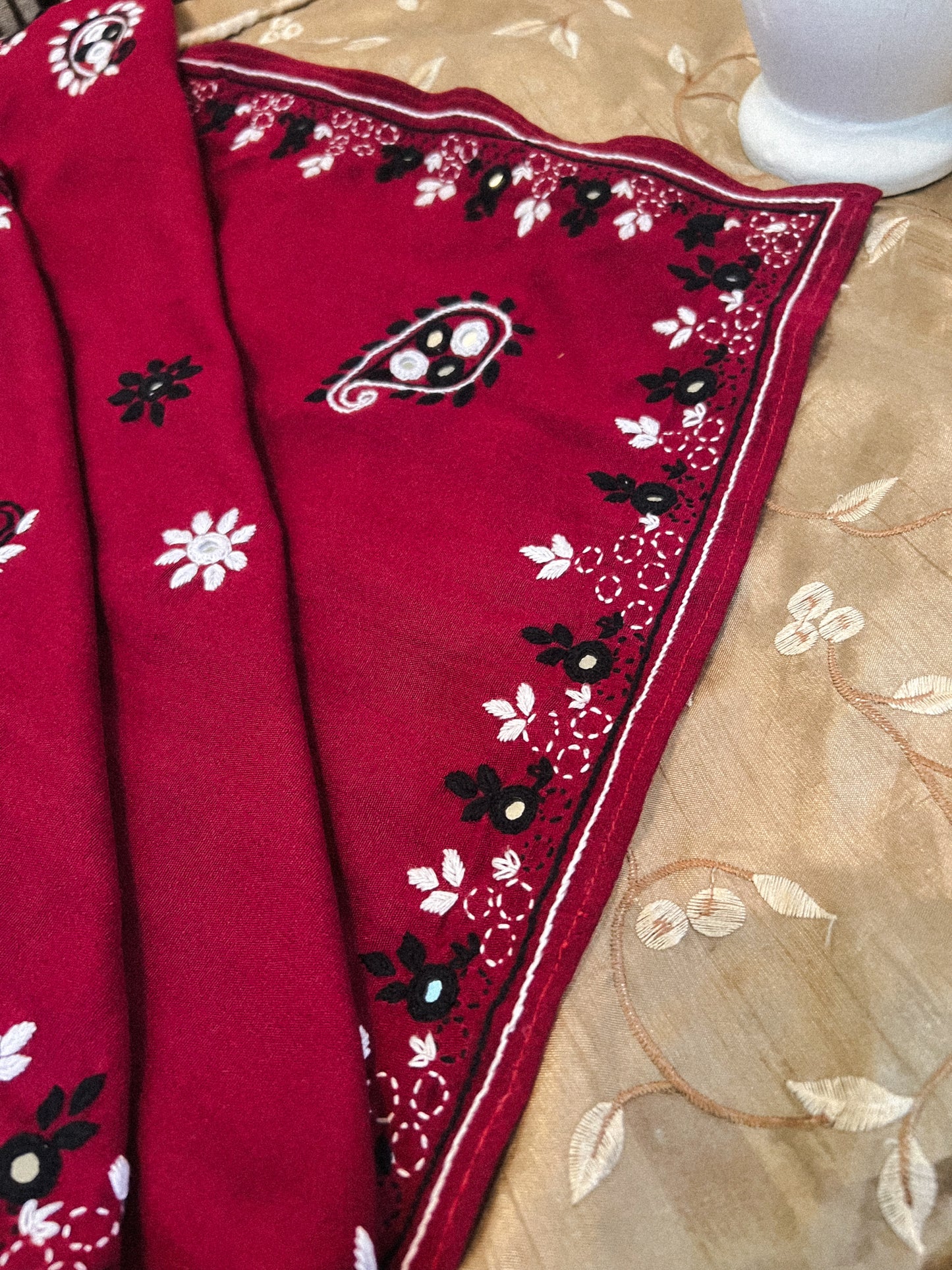 Laal Hand Embroidered Bandana