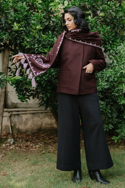 Tawus Hand Embroidered Scarf Jacket