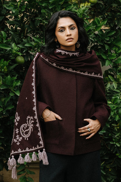 Tawus Hand Embroidered Scarf Jacket