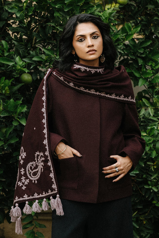 Tawus Hand Embroidered Scarf Jacket