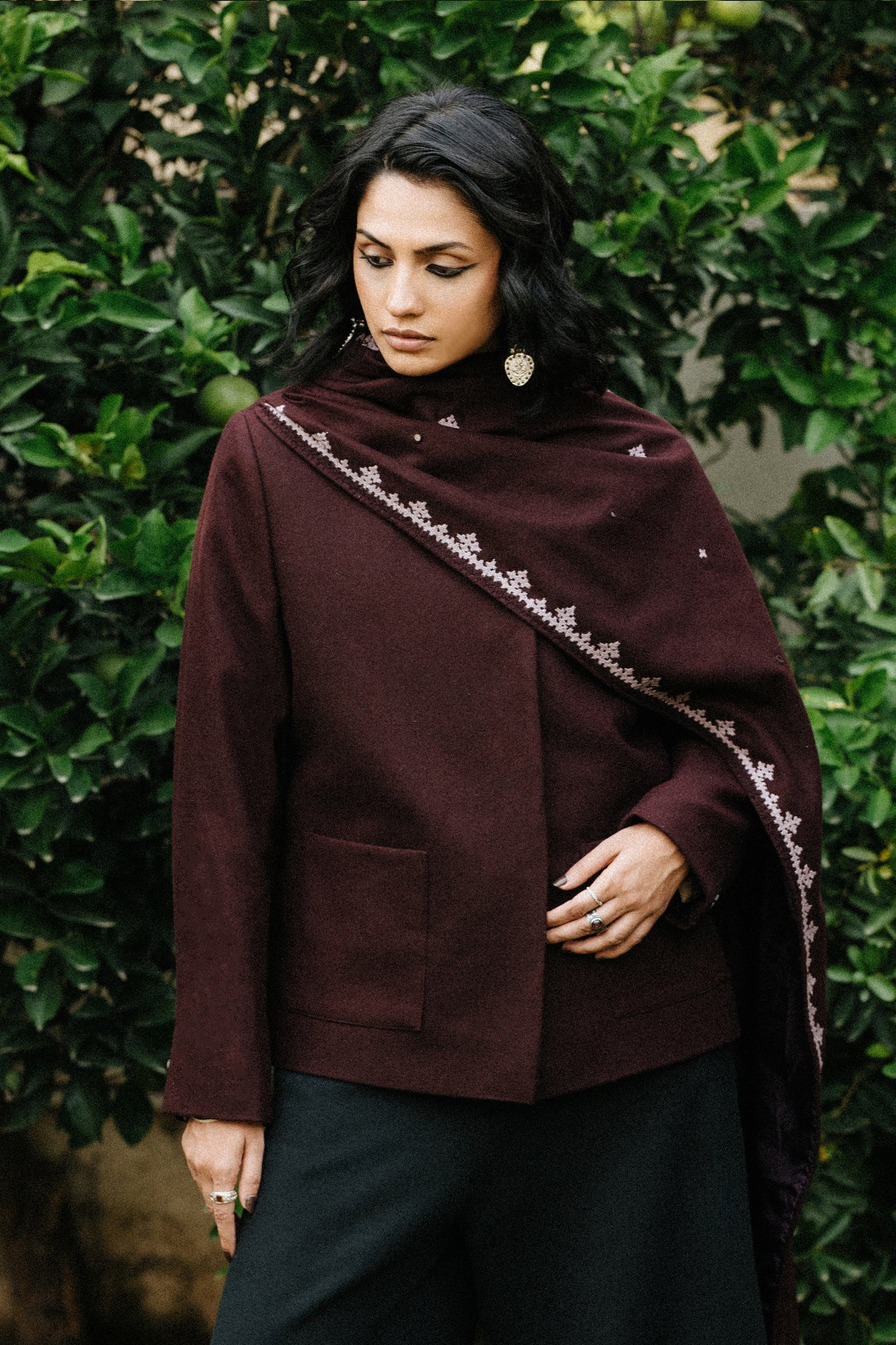 Tawus Hand Embroidered Scarf Jacket