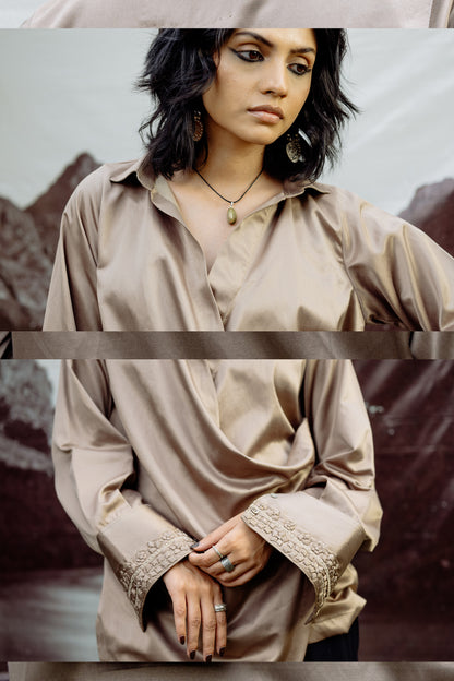 Sonh Hand Appliqued Draped Shirt
