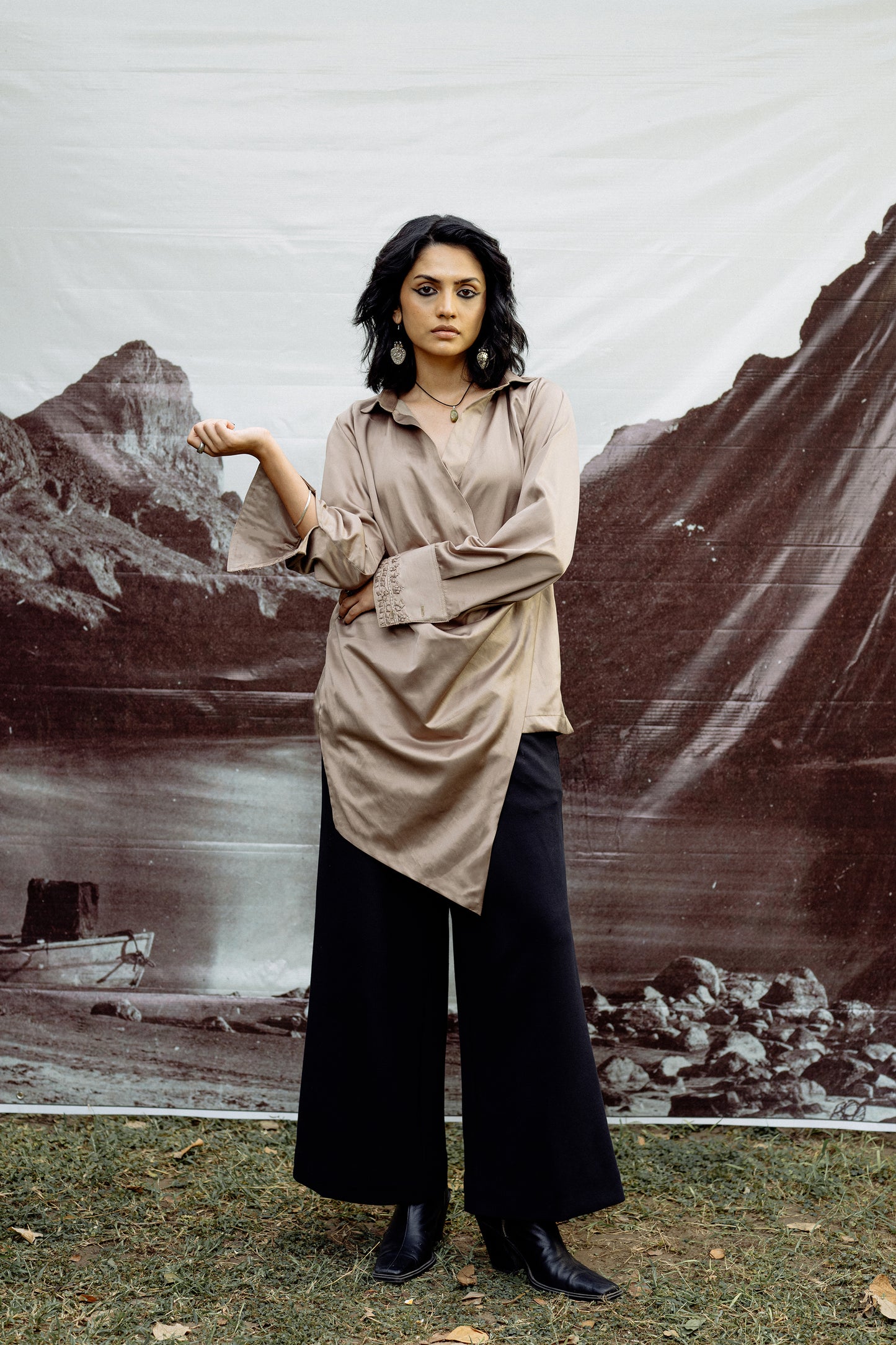 Sonh Hand Appliqued Draped Shirt