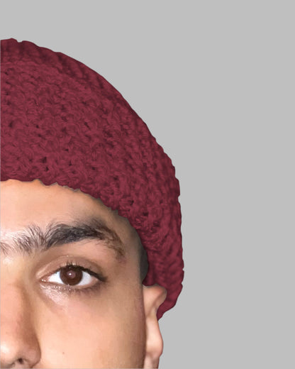 Hand Knitted Beanie - Maroon